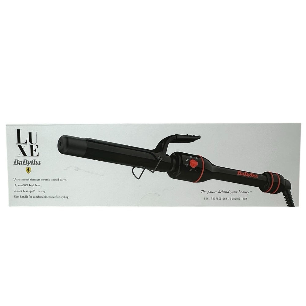 BaByliss Luxe 1” Professional Titanium Curling Iron Black/Red NIB